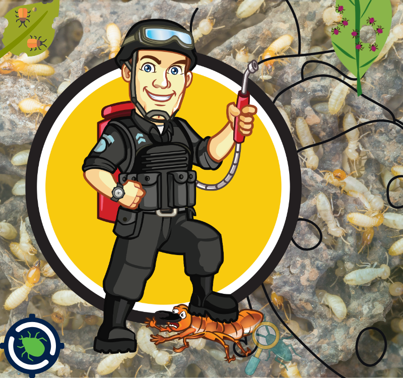 Man illustration posing for pest control